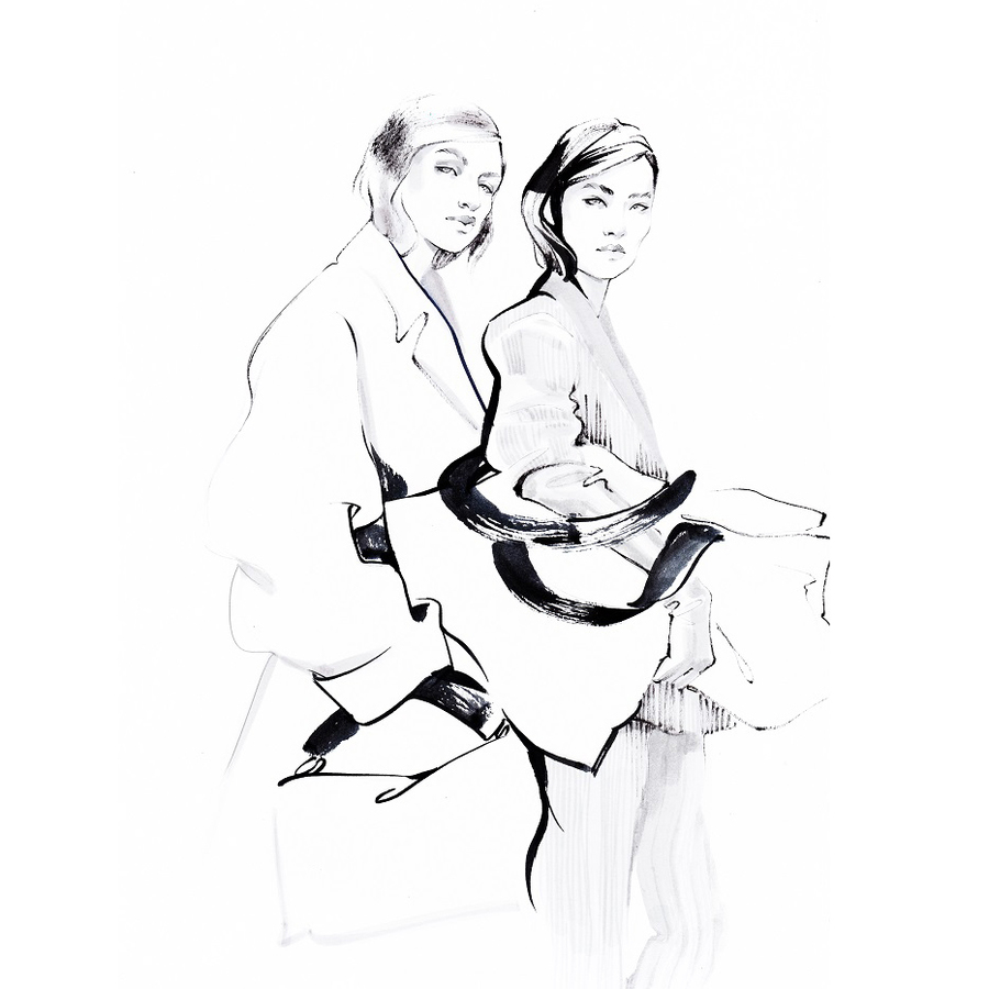 Alina grinpauka fashion illustration jil sander backstage sketch