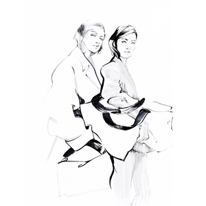 Alina grinpauka fashion illustration jil sander backstage sketch