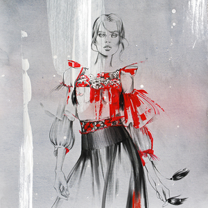 Alina grinpauka fashion illustration for alberta ferretti