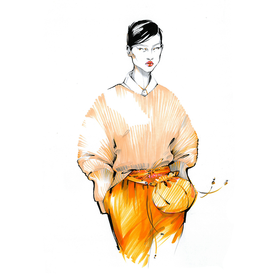 Alina grinpauka fashion illustration jil sander runway full