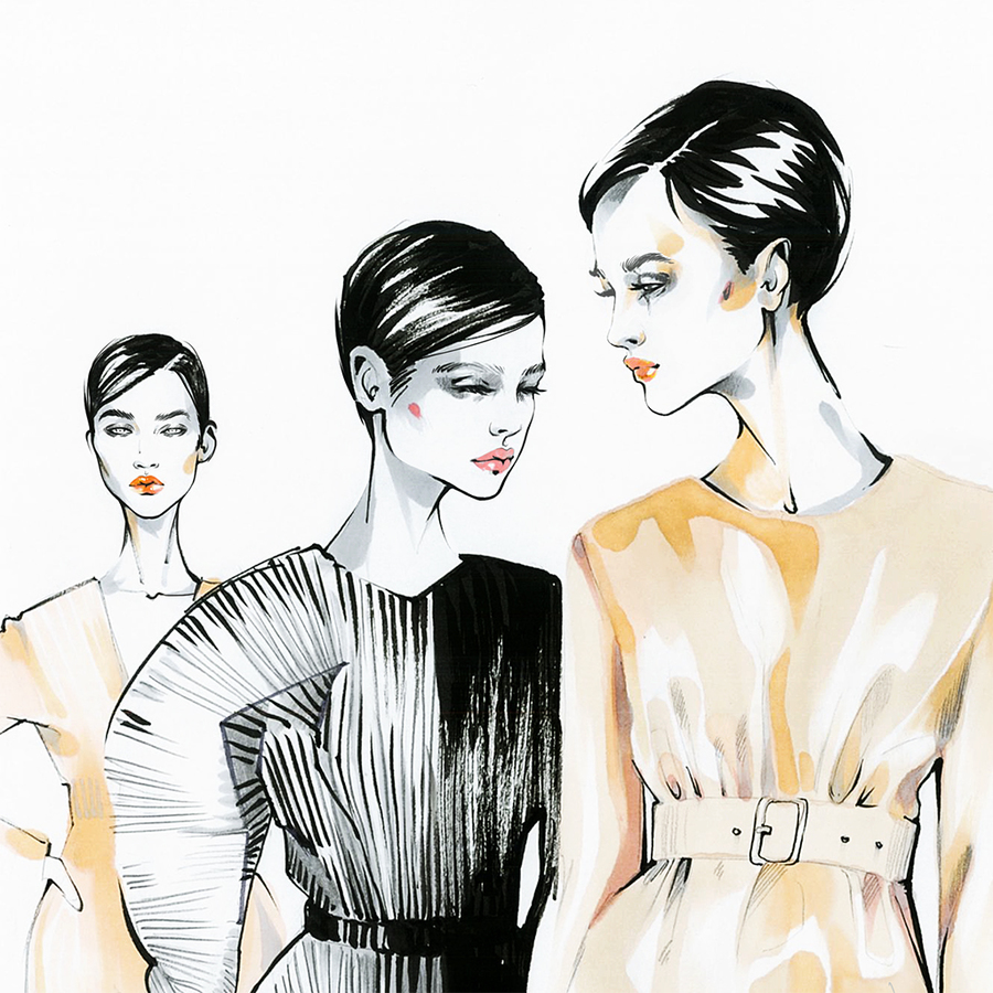 Alina grinpauka fashion illustration jil sander backstage fashion week 2017 spring closeup